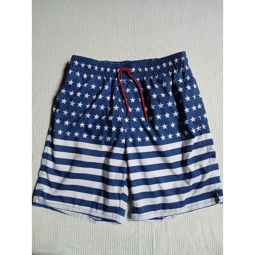 Old Navy Mens American Flag Swim Trunks Blue White Stars Stripes Size S